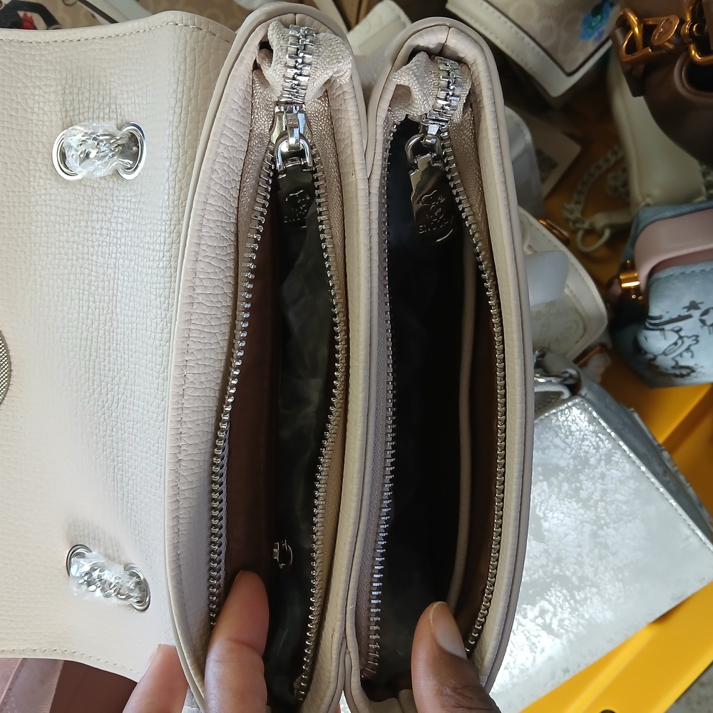 SNOOPY Elegant Cream Leather shoulder Bag